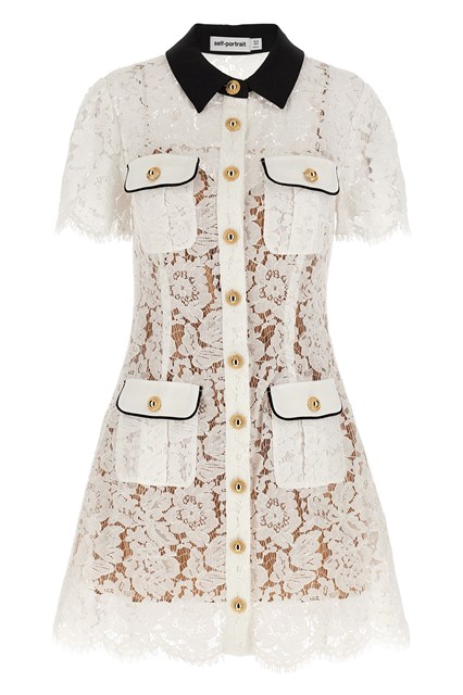 Abito 'White Lace Contrast Collar Mini' - Bianco (8 UK)