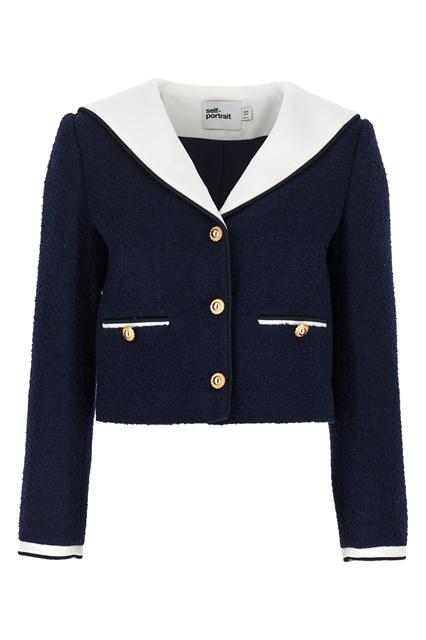 Blazer 'Navy Boucle Contrast Collar' - Blu (8 UK)