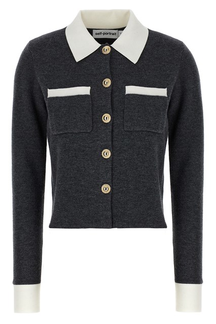 Cardigan 'Grey Contrast Collar' - Grigio (XS)