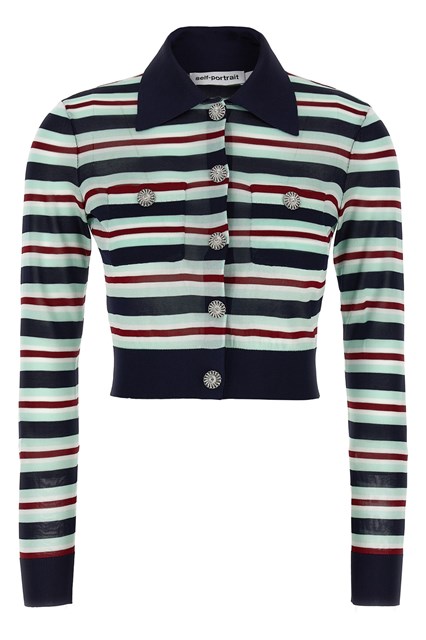 Cardigan 'Navy Striped Viscose Knit' - Multicolor