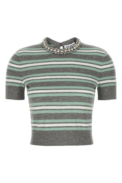 Maglia 'Grey Striped Crystal Trim Knit' - Grigio (XS)
