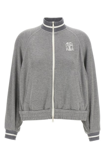 Logo embroidery lamé sweatshirt