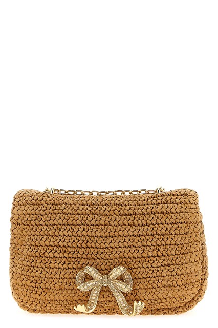 'Raffia bow charm' shoulder bag