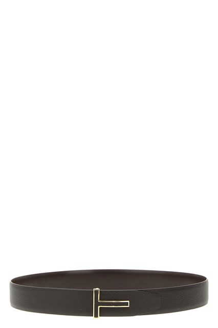 Cintura reversibile 'T' logo - Marrone (105 cm)