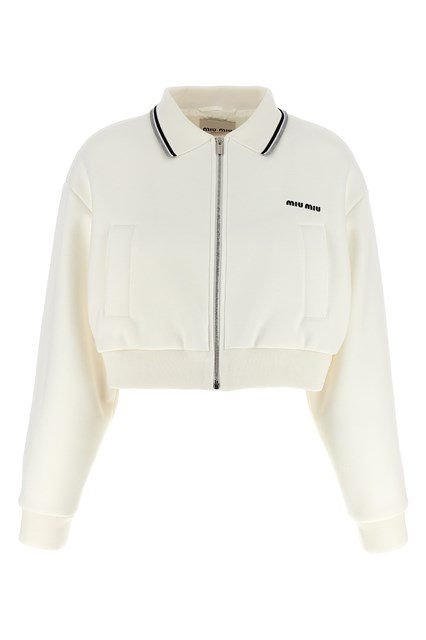 Bomber corto in piquet - Bianco (42 IT)