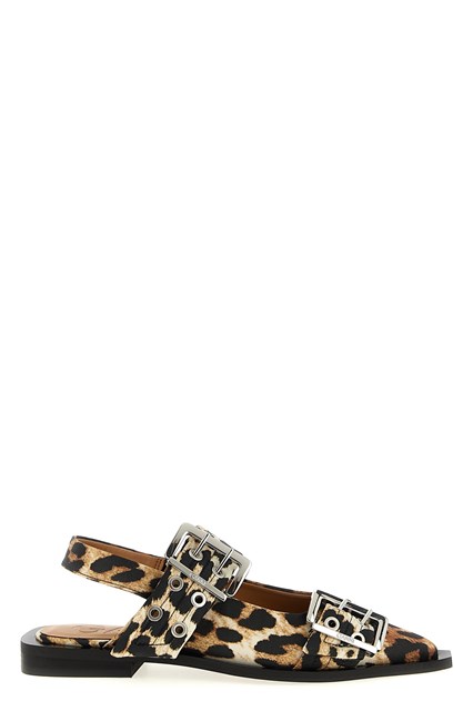Slingback 'Leopard Satin Feminine Buckle' - Multicolor (35)