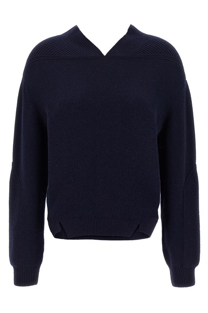 Maglione 'V-neck Yoke detail' - Blu