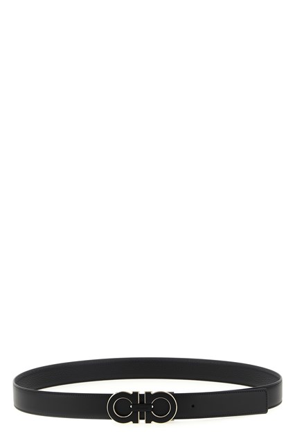 Cintura reversibile 'Gancini' - Nero (105 cm)