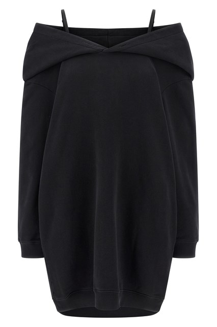 Abito cappuccio off-shoulder - Nero (XS)