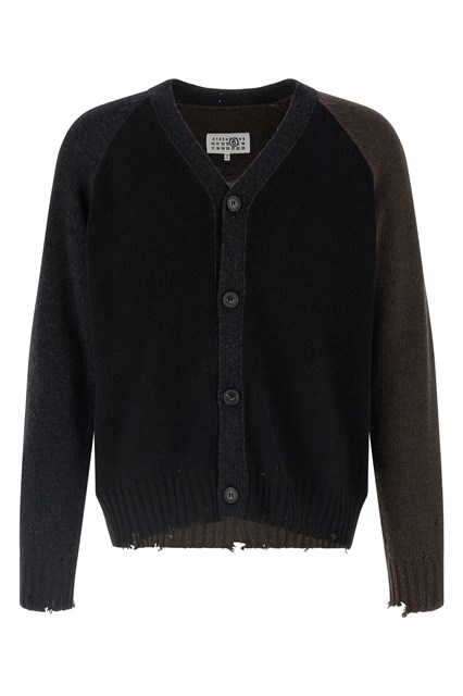 Two-tone suede patch cardigan