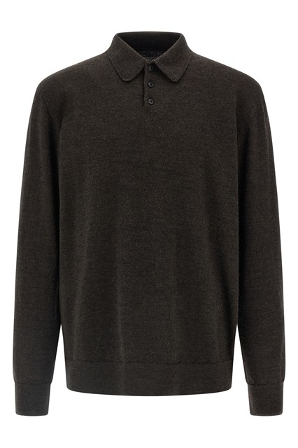 Suede patch polo shirt