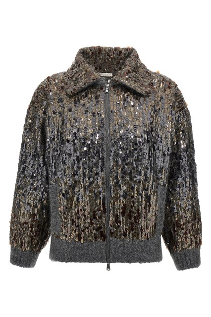 Cardigan 'Dazzling Dégradé Embroidery' - Grigio