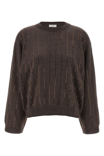 Maglia cashmere paillettes - Marrone (XS)