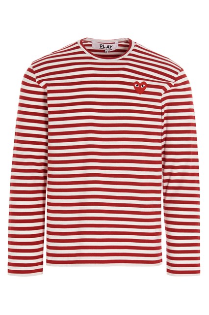 T-shirt righe patch logo - Rosso (M)