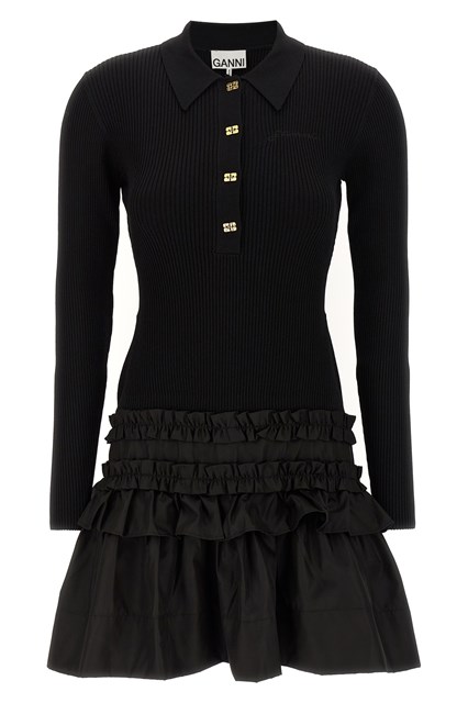 Abito 'Melange Rib Knit Mini' - Nero (XXS)