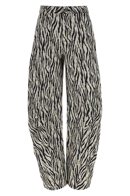 Pantalone 'Printed Twill Cargo' - Bianco/Nero (34 DE)
