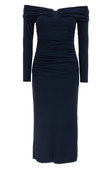 Abito 'Off-Shoulder 3/4 SLV Ruched Midi' - Blu