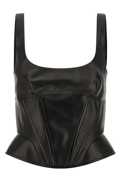 Top pelle peplo - Nero (42 IT)