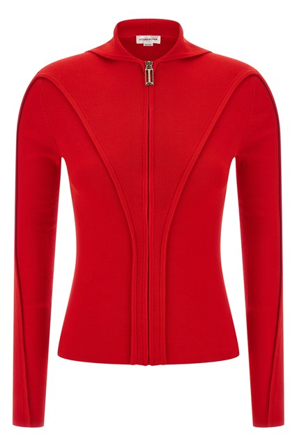 Cardigan con cappuccio - Rosso (S)