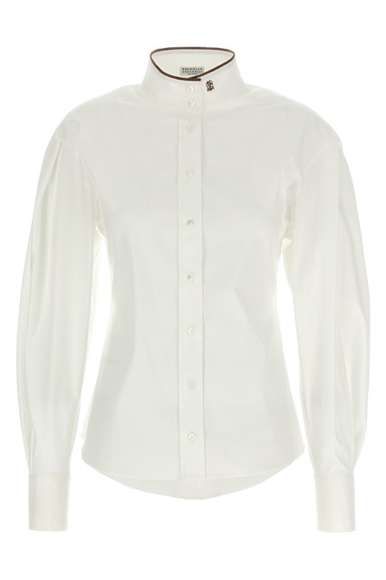 Camicia 'Shiny Collar Detail' - Bianco