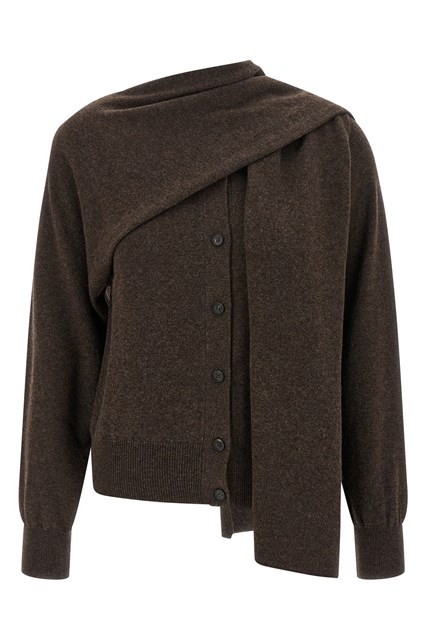 Cardigan sciarpa - Marrone
