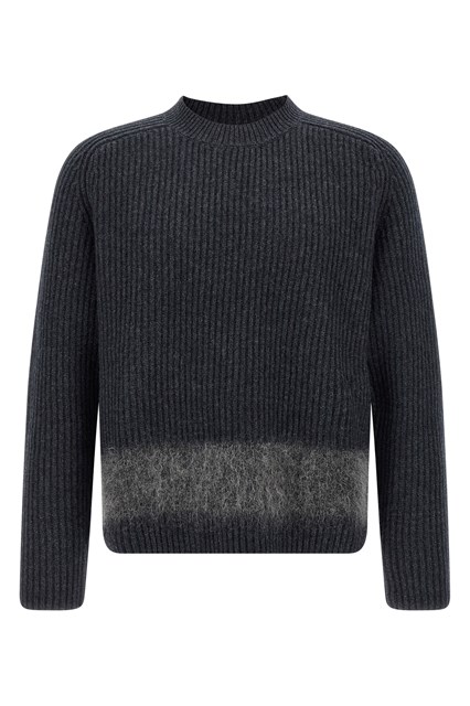 Maglione inserto lana cardata - Grigio