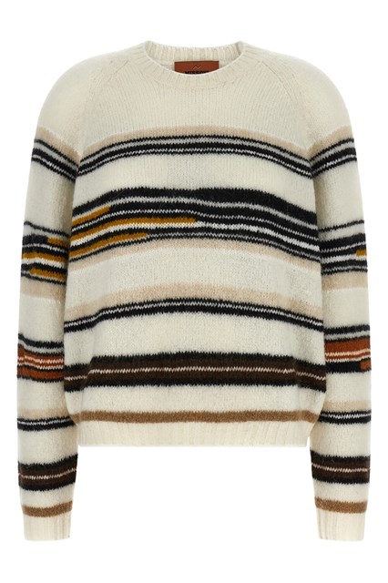 Maglione intarsio righe - Bianco