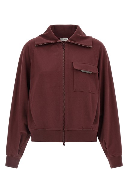 Felpa 'Shiny Flap Detail' - Bordeaux