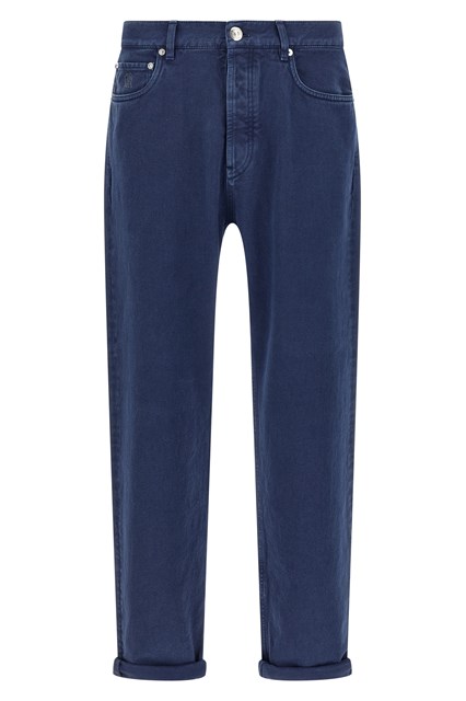 Garment-dyed denim jeans