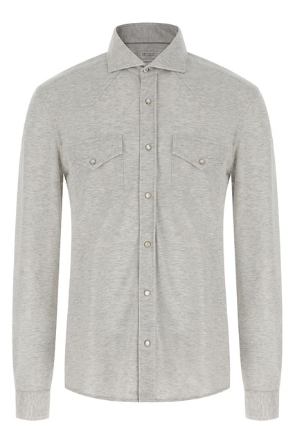 Camicia cotone piqué - Grigio