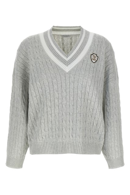 Maglia cotone trecce - Grigio