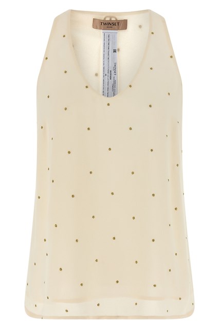 Tank top ricami lurex - Beige (38 IT)