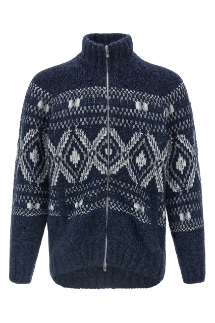 Cardigan 'Geometric Jacquard' - Blu (50 IT)