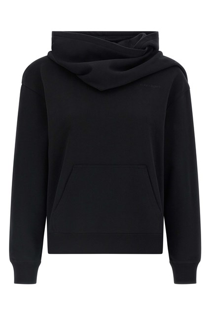 Felpa con cappuccio e sciarpa - Nero (XS)