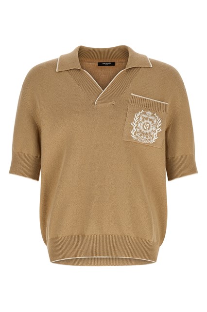 Polo ricamo 'Balmain Stemma' - Beige