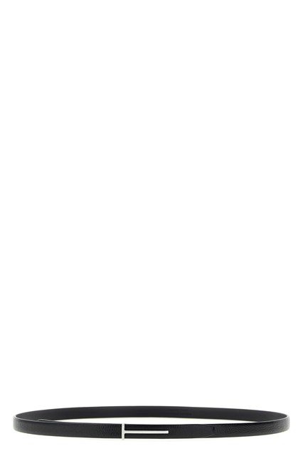 Cintura pelle 'T' - Nero (110 cm)