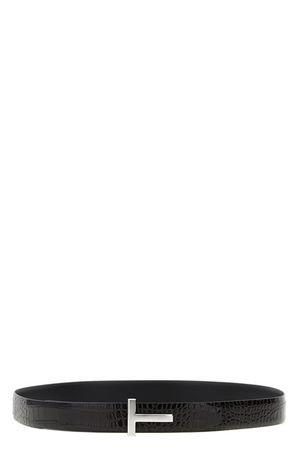 Cintura reversibile pelle coccodrillo - Marrone (90 cm)