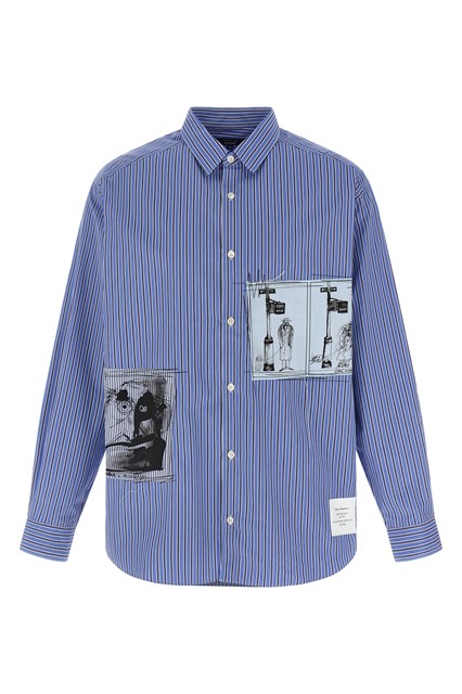 Camicia righe patch - Blu