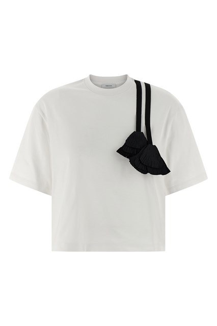 T-shirt inserto floreale - Bianco/Nero (XS)