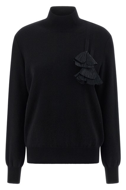 Maglione inserto floreale - Nero (XS)