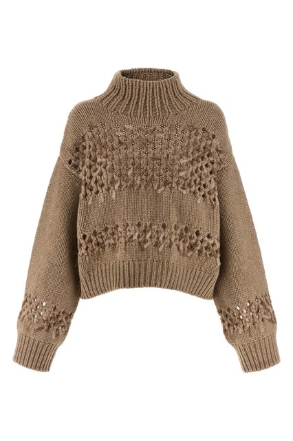 Maglione paillettes goccia - Beige