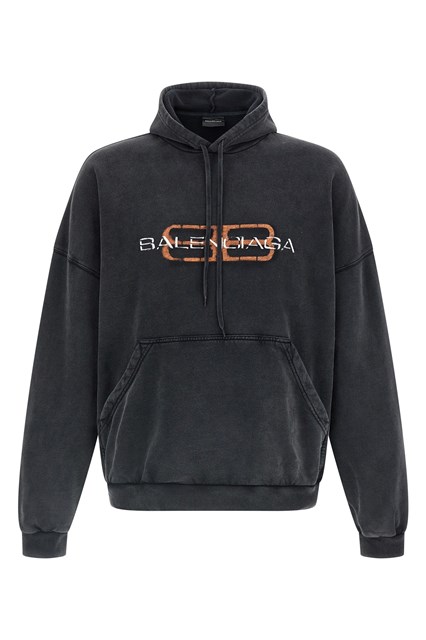 Felpa con cappuccio stampa - Nero