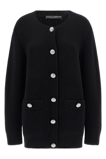Cardigan bottoni gioiello - Nero (40 IT)