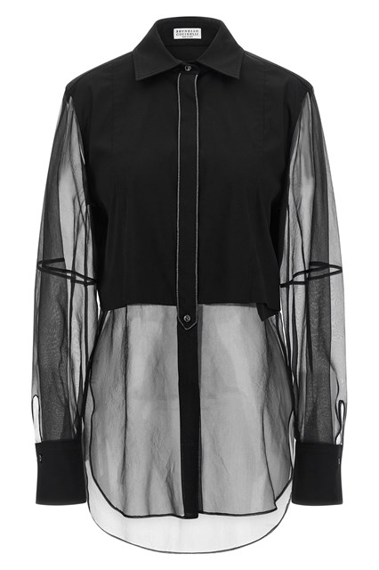 Camicia 'Shiny Trims' - Nero (XS)