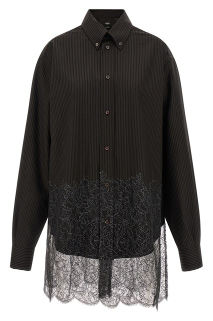 Camicia lana e pizzo - Marrone (XS)