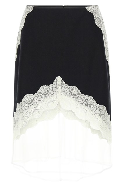Gonna lana pizzo organza - Bianco/Nero (38 DE)