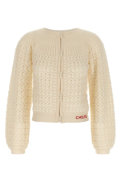 Cardigan logo jacquard - Bianco