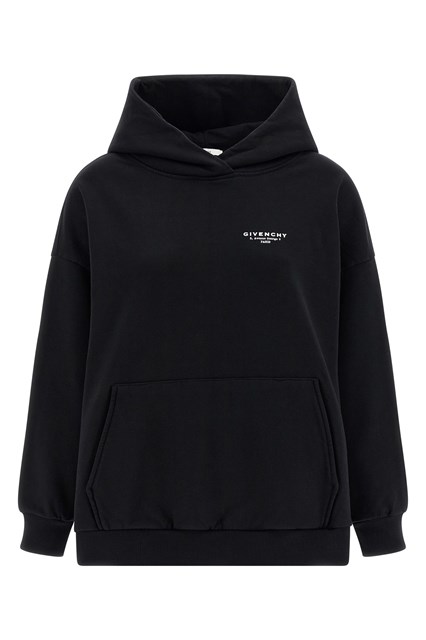 Felpa con cappuccio stampa logo - Bianco/Nero (XS)