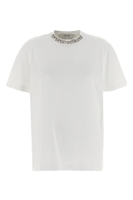 T-shirt girocollo cristalli - Bianco