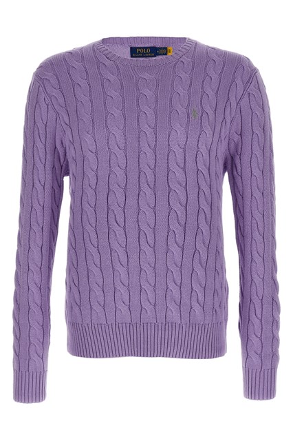Maglione cotone a trecce - Viola